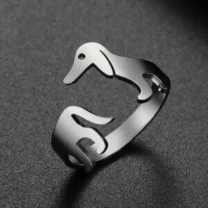 Silver Stainless Steel Adjustable DACHSHUND Dog Ring